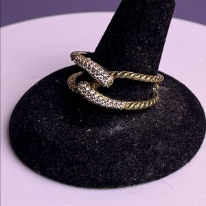 Judith Ripka 925 CZ Gold and Silver Twisted Ring Size 11